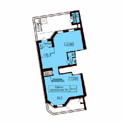 Помещение свободного назначения 94.9 м² в ЖК София Сити от застройщика, с. Софиевская Борщаговка