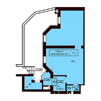 Помещение свободного назначения 77.3 м² в ЖК София Сити от застройщика, с. Софиевская Борщаговка
