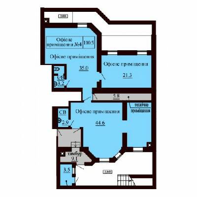 Помещение свободного назначения 110.5 м² в ЖК София Сити от застройщика, с. Софиевская Борщаговка