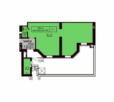 Помещение свободного назначения 67.7 м² в ЖК София Сити от застройщика, с. Софиевская Борщаговка