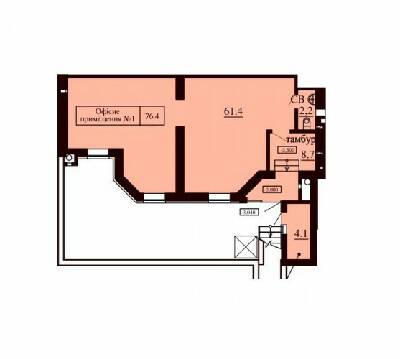Помещение свободного назначения 76.4 м² в ЖК София Сити от застройщика, с. Софиевская Борщаговка