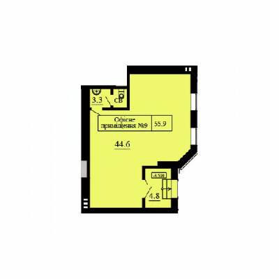 Помещение свободного назначения 55.9 м² в ЖК София Сити от застройщика, с. Софиевская Борщаговка