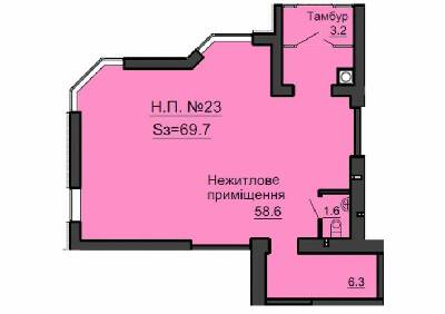 Помещение свободного назначения 69.7 м² в ЖК София Сити от застройщика, с. Софиевская Борщаговка
