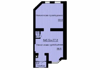 Помещение свободного назначения 77.2 м² в ЖК София Сити от застройщика, с. Софиевская Борщаговка