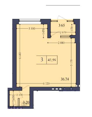 Приміщення вільного призначення 43.59 м² в ЖК Емоція від забудовника, с. Хотів