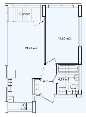 1-комнатная 47.28 м² в ЖК Варшавский-2 от 25 100 грн/м², Киев