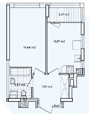 1-комнатная 42.42 м² в ЖК Варшавский-2 от 25 100 грн/м², Киев