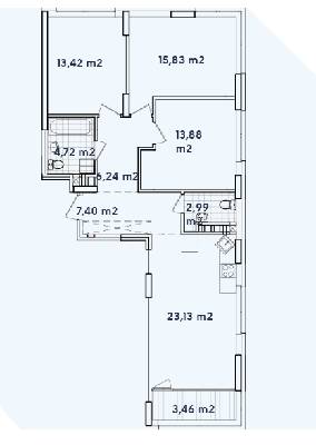 3-комнатная 91.07 м² в ЖК Варшавский-2 от застройщика, Киев