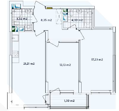 2-комнатная 68.84 м² в ЖК Варшавский-2 от 19 100 грн/м², Киев