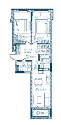 2-комнатная 82.78 м² в ЖК Rusaniv Residence от 36 144 грн/м², Киев
