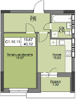 1-кімнатна 40.12 м² в ЖК Вишгород Плаза від 18 500 грн/м², м. Вишгород