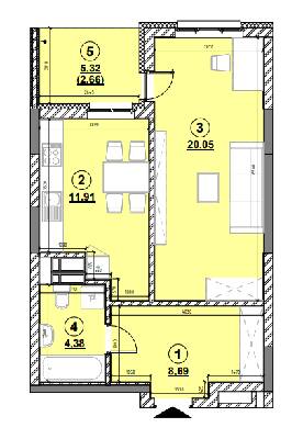 1-комнатная 47.69 м² в ЖК Львовская Площадь от 50 574 грн/м², Киев