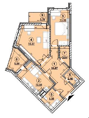 2-комнатная 80.36 м² в ЖК Львовская Площадь от 50 574 грн/м², Киев