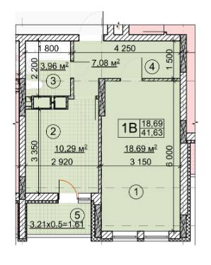 1-комнатная 41.68 м² в ЖК Forest от застройщика, Киев