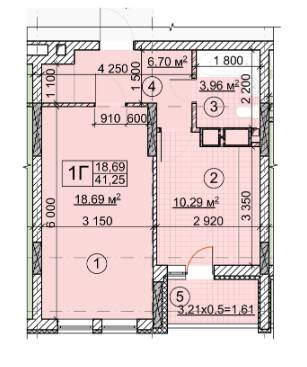 1-комнатная 41.25 м² в ЖК Forest от застройщика, Киев