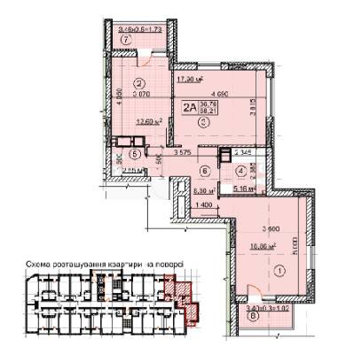 2-комнатная 68.21 м² в ЖК Forest от застройщика, Киев