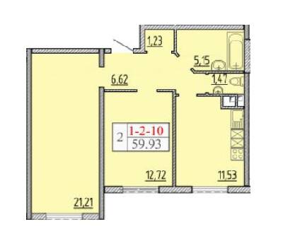 2-кімнатна 59.93 м² в ЖК П'ятдесят сьома Перлина від 24 150 грн/м², Одеса