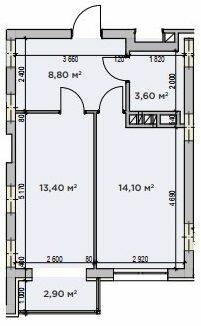 1-комнатная 42.8 м² в ЖК CENTRAL HOUSE от 33 550 грн/м², г. Ирпень