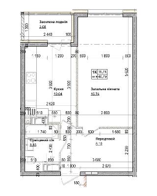 1-кімнатна 40.79 м² в ЖК Одеський бульвар від 23 000 грн/м², с. Новосілки