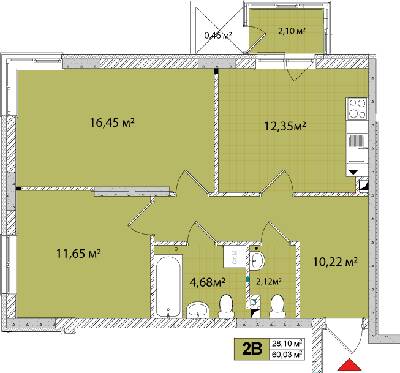 2-комнатная 60.03 м² в ЖК Сырецкие сады от 40 309 грн/м², Киев