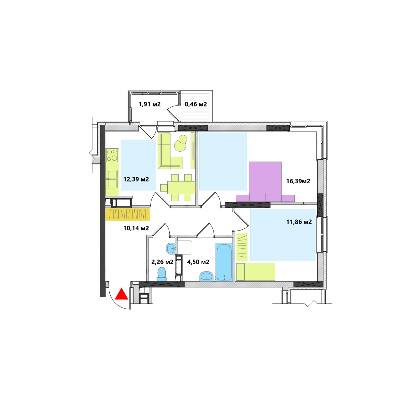 2-комнатная 60.25 м² в ЖК Академ-Квартал от 29 218 грн/м², Киев