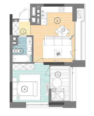 1-кімнатна 46.3 м² в ЖК UNIT.Home від 41 800 грн/м², Київ