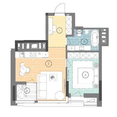 1-кімнатна 48.9 м² в ЖК UNIT.Home від 41 800 грн/м², Київ