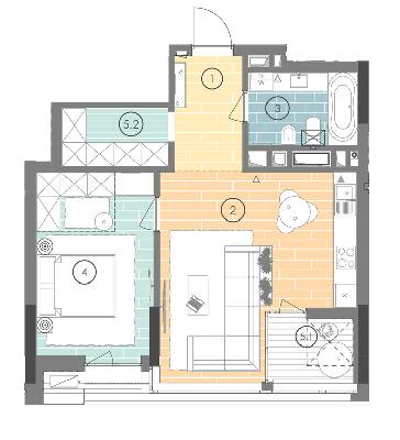 1-кімнатна 54.7 м² в ЖК UNIT.Home від 41 800 грн/м², Київ