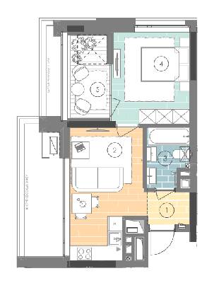1-кімнатна 38.5 м² в ЖК UNIT.Home від 65 300 грн/м², Київ