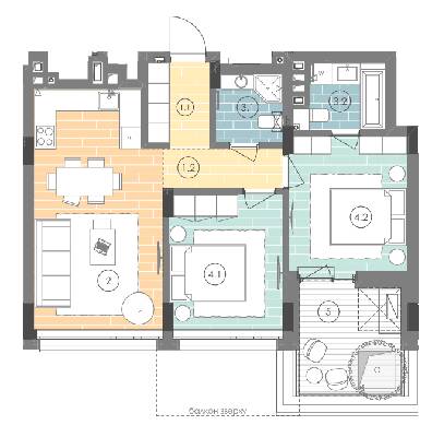 2-кімнатна 67.6 м² в ЖК UNIT.Home від 1 478 555 грн/м², Київ