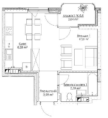 1-кімнатна 35.9 м² в ЖК O2 Residence від 22 723 грн/м², Київ