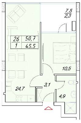 2-кімнатна 50.7 м² в Апарт-комплекс Best Resort Apartments від 23 750 грн/м², м. Чорноморск