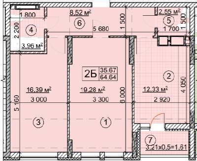 2-комнатная 64.64 м² в ЖК Forest от застройщика, Киев