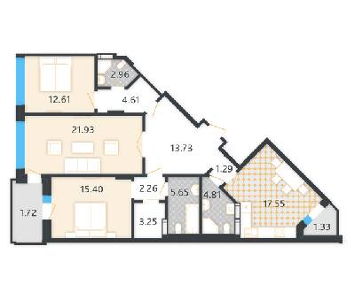 3-комнатная 109.1 м² в КД LA MANCHE от 63 600 грн/м², Киев