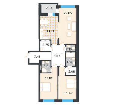 3-комнатная 109.34 м² в КД LA MANCHE от 63 600 грн/м², Киев