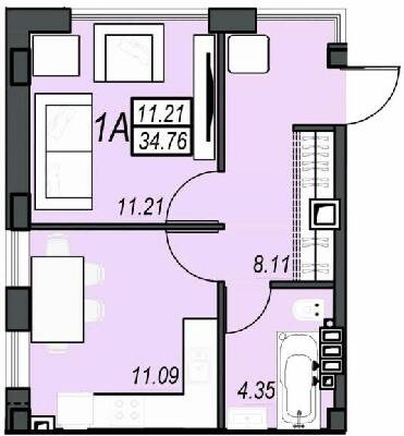 1-кімнатна 34.76 м² в ЖК Sunrise City від 23 350 грн/м², м. Чорноморск