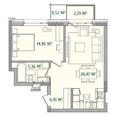 1-комнатная 52.21 м² в ЖК Illinsky House от 89 597 грн/м², Киев