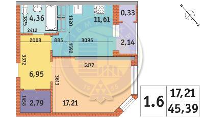 1-кімнатна 45.39 м² в ЖК Гвардійський від 74 859 грн/м², Київ