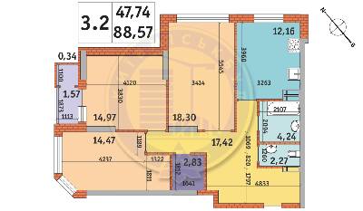 3-комнатная 88.57 м² в ЖК Гвардейский от 61 610 грн/м², Киев