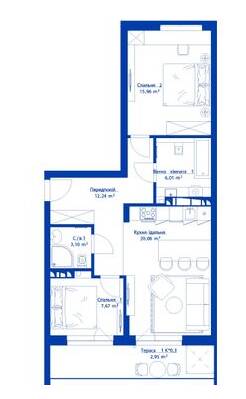 2-комнатная 67.99 м² в ЖК RYBALSKY от 36 089 грн/м², Киев