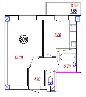 1-кімнатна 31.05 м² в ЖК на Прохорівській від 16 500 грн/м², Одеса