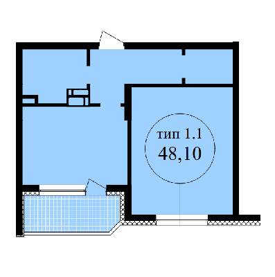 1-кімнатна 48.1 м² в ЖК Шевченківський від 48 654 грн/м², Київ