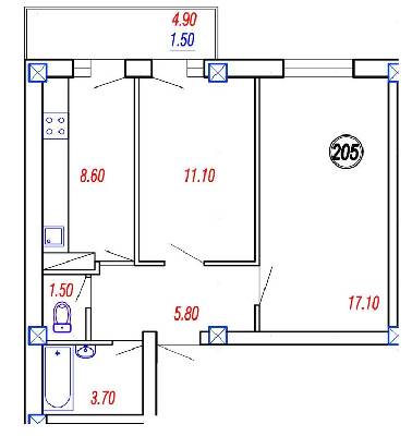 2-комнатная 49.3 м² в ЖК на Прохоровской от 16 500 грн/м², Одесса