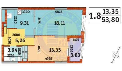 1-комнатная 53.8 м² в ЖК Urban Park от 27 940 грн/м², Киев