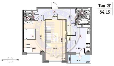 2-кімнатна 64.15 м² в ЖК Кирилівський Гай від 32 044 грн/м², Київ