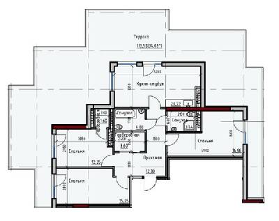 3-кімнатна 123.26 м² в ЖК Простір+ на Дачній від 33 100 грн/м², Одеса