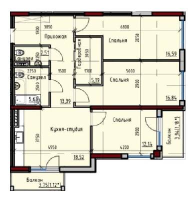 3-кімнатна 93.12 м² в ЖК Простір+ на Дачній від 40 400 грн/м², Одеса