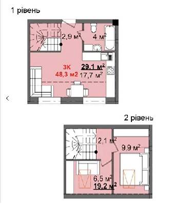 Дворівнева 48.3 м² в КБ Світанок від 15 750 грн/м², с. Софіївська Борщагівка