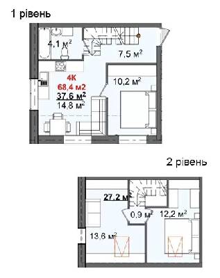 Дворівнева 68.4 м² в КБ Світанок від 15 750 грн/м², с. Софіївська Борщагівка
