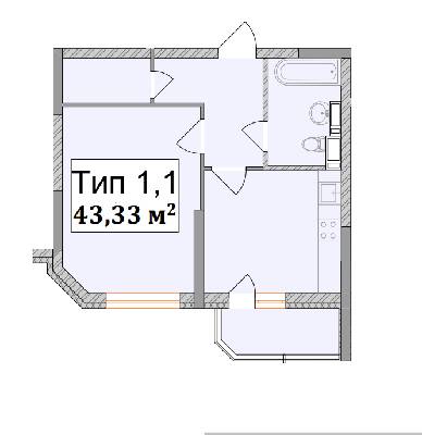 1-комнатная 43.33 м² в ЖК Академ Парк от 31 410 грн/м², Киев